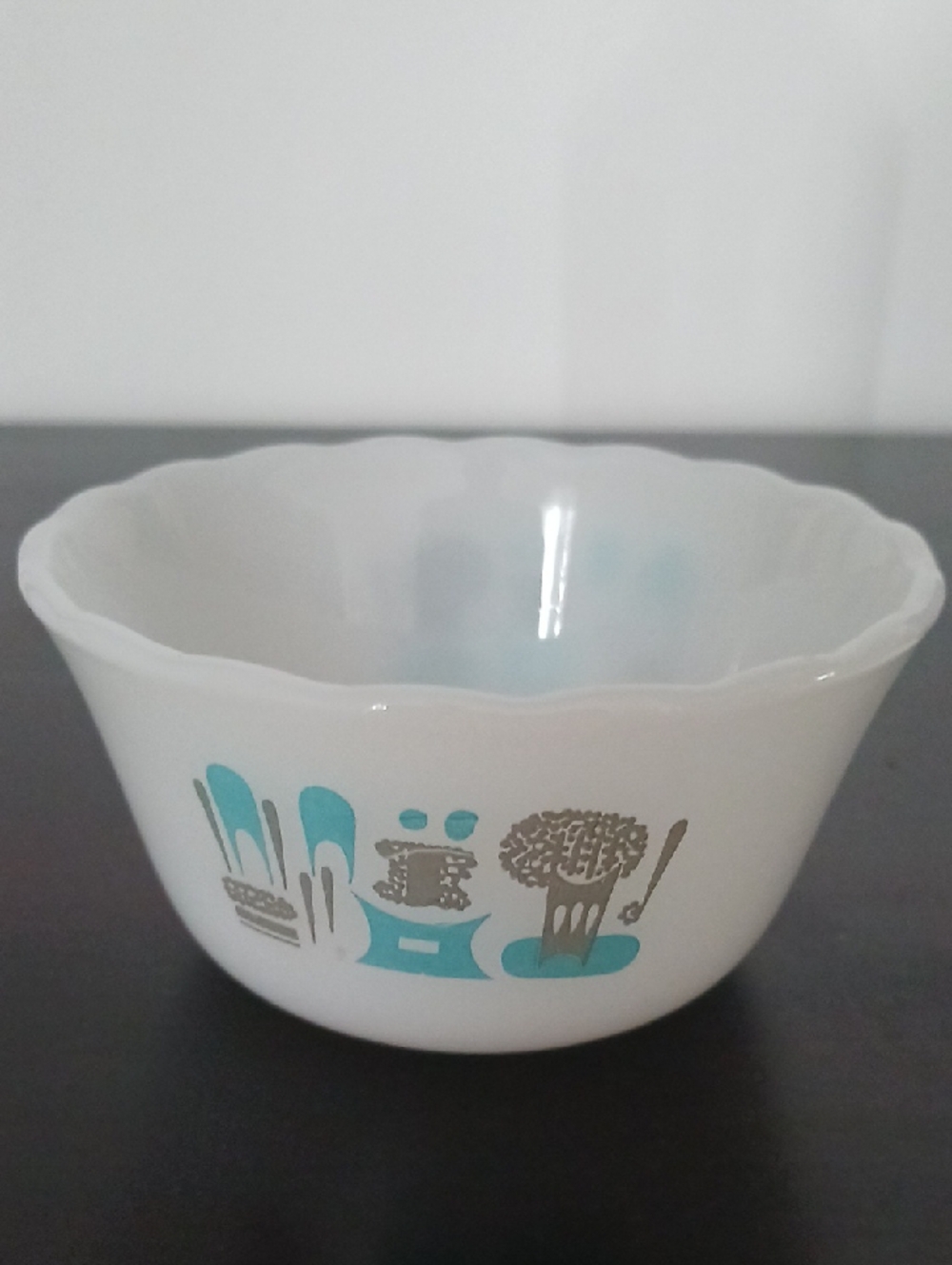 Vintage Fire King Blue Heaven Custard Bowl Retro Atomic